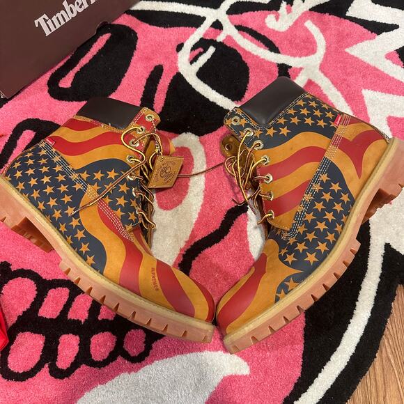 Timberland 6" Boot Supreme Stars & Stripes Wheat - Size 11.5 - Like New - Picture 3 of 16